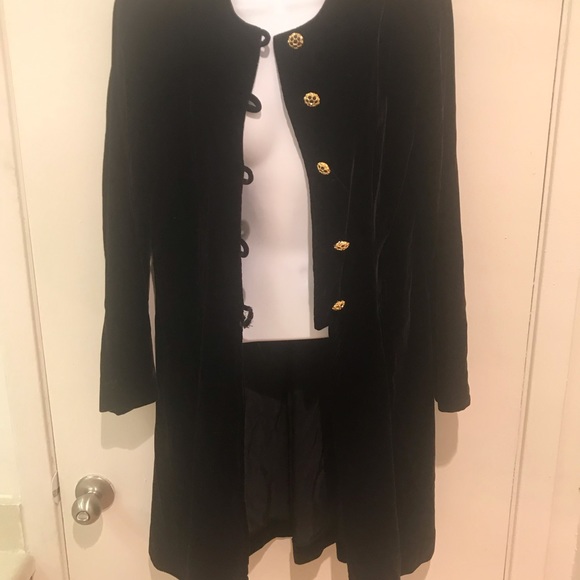 The Silk Farm black velvet tuxedo coat/ jacket/ duster - Picture 1 of 12